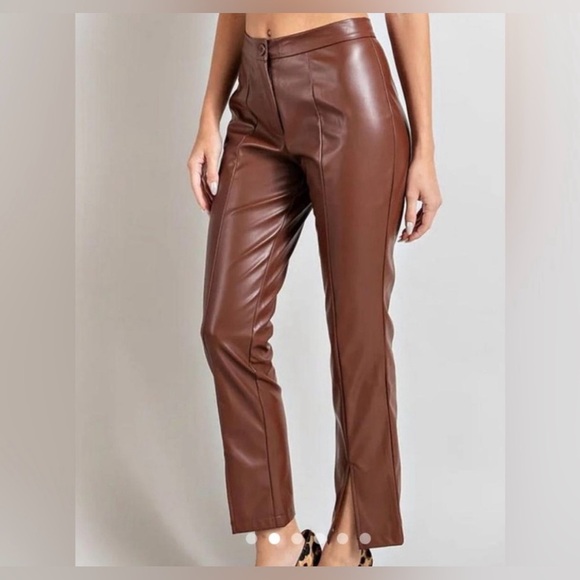 Wildfox Princess Seams Faux Leather Split Hem Pants - Picture 2 of 8
